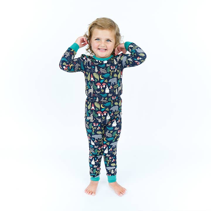 Emerson and Friends - Wholesale Sleepwear Set - Kids - Night Forest Bamboo Long Sleeve Kids Pajama Pants Set2