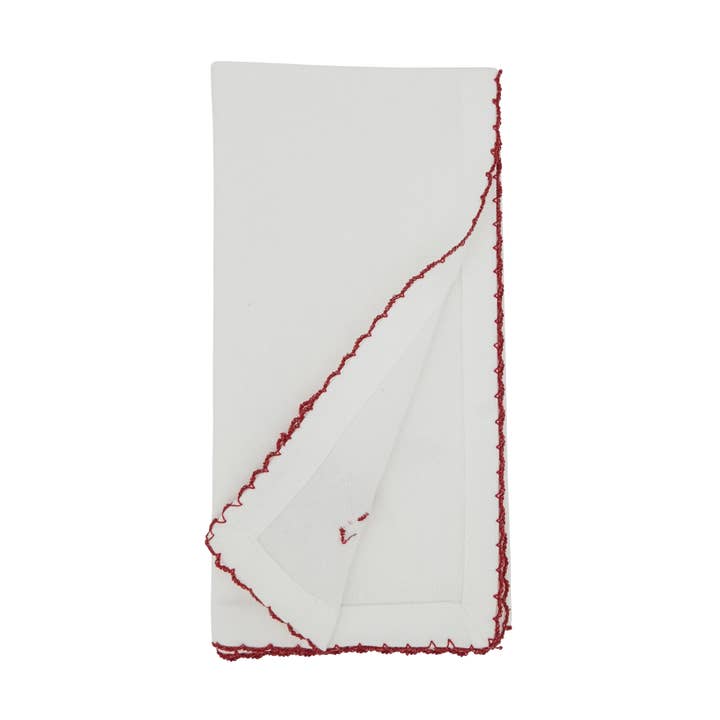 White Whip Stitch Candy Cane Napkin for wholesale on Faire