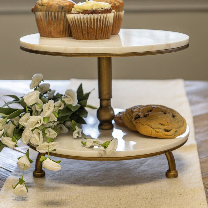 ÉLÉVATEUR EN OR ET MARBRE À DEUX NIVEAUX pour la vente par Ragon House