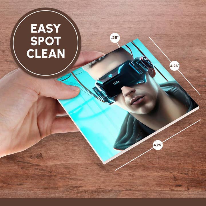 3dRose - Wholesale Coasters - 3dRose, Cool cyberpunk cyborg man in special glasses. Awesome digital art, Coaster6