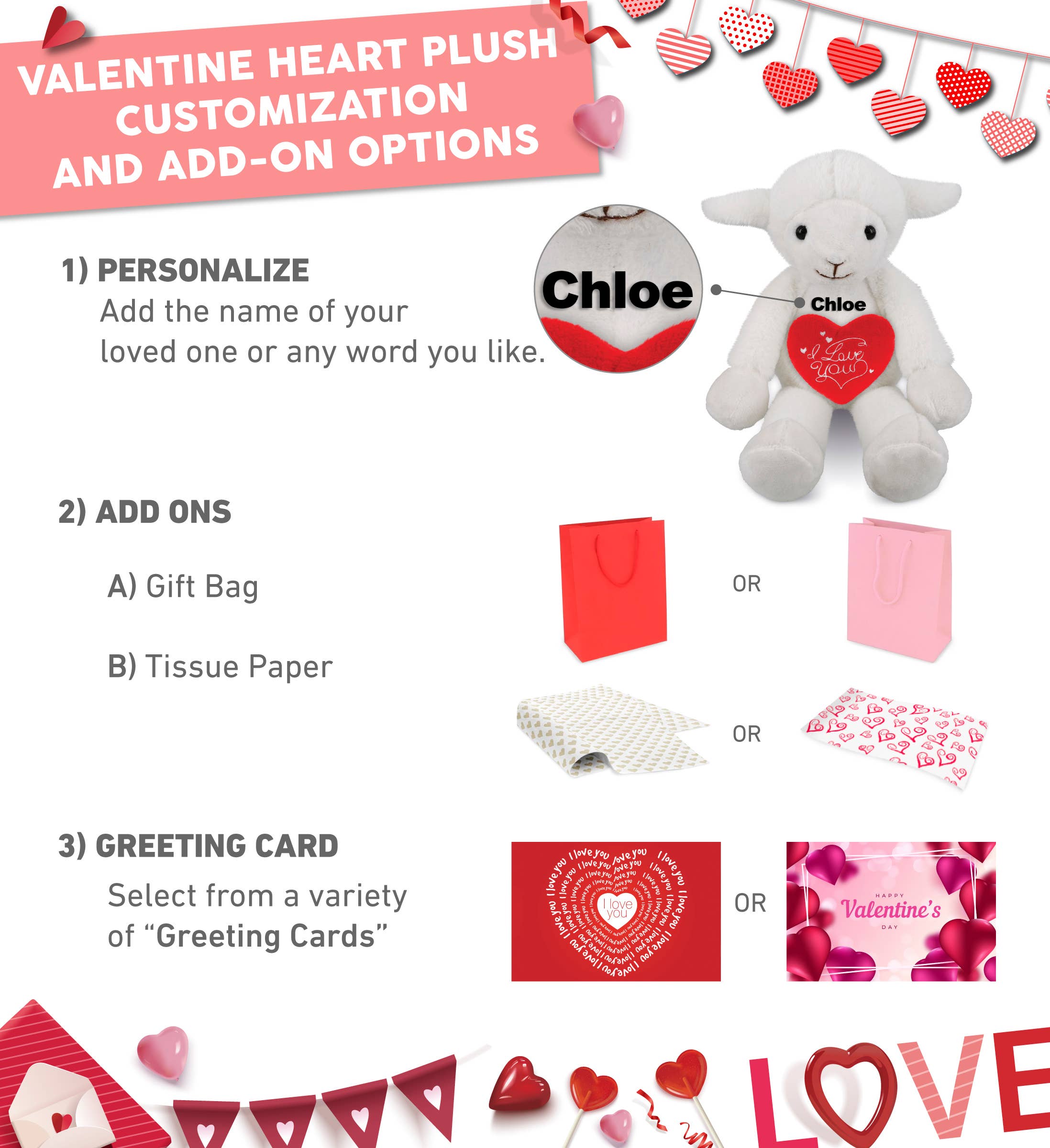 Cota Global - Wholesale Stuffed/Plush Toy - Kids & Baby - Plush I Love You Heart & Long Leg Lamb 10.51