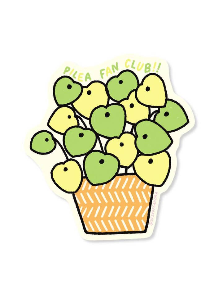 Pilea Fan Club Vinyl Sticker for wholesale by Desk of Sandra