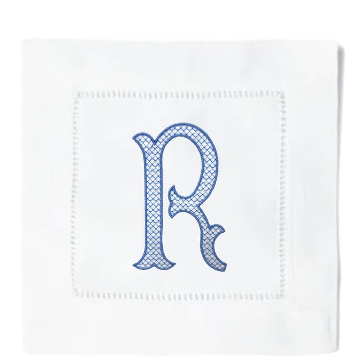 Fishnet Initial cocktailservetten voor wholesale door Blythe Embroidery Co.