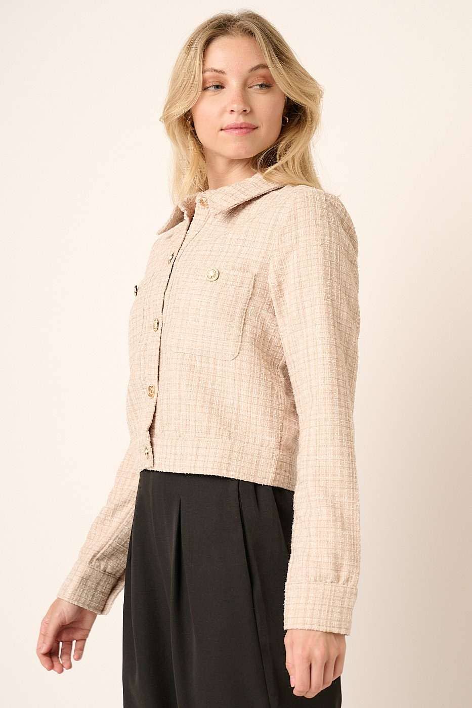 mittoshop - Wholesale Jacket - Women's - TWEED COLLARED CROP JACKET12