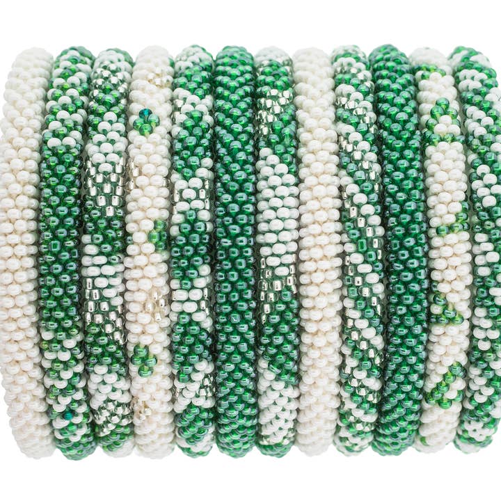 Roll-On® Game Day Bracelet Green and White - Set of 12 for wholesale by Aid Through Trade