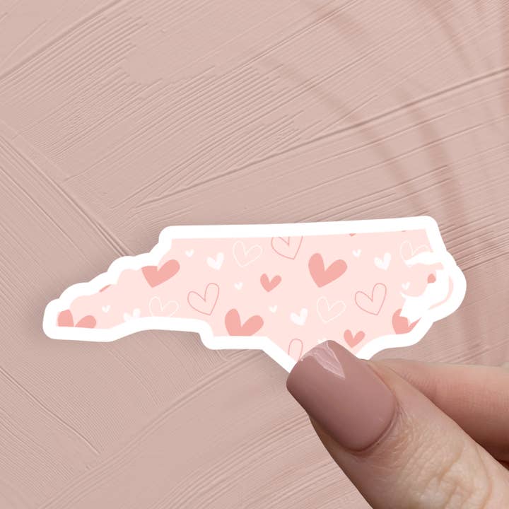 North Carolina Hearts State Sticker for wholesale by The State Stickers