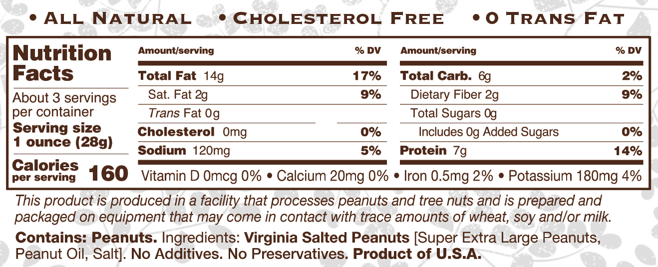 FERIDIES - Vente Noix - Sac barrière imprimé de 3 oz, cacahuètes de Virginie salées1