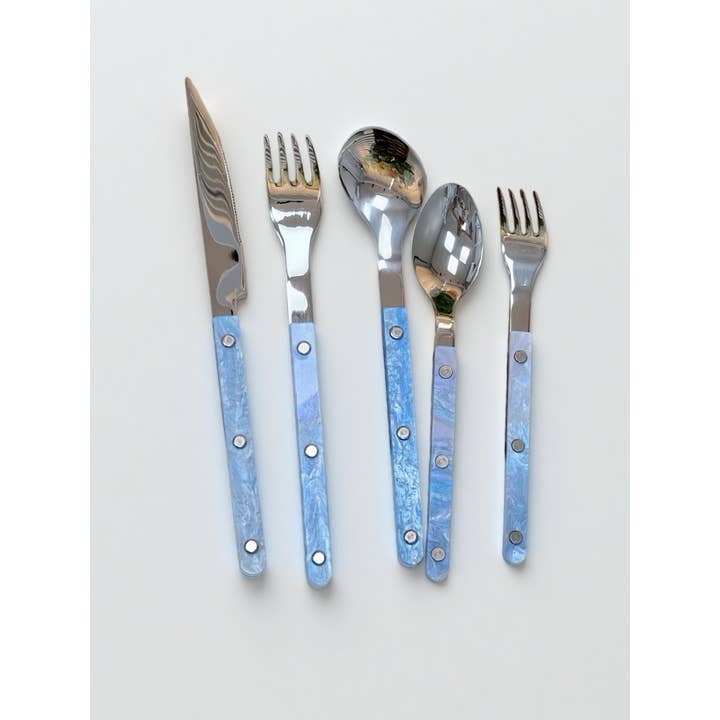 INSPECIAL HOME - Wholesale Flatware Set - Set of 10 Pcs Modern Nebula Pattern Cutlery Flatware Utensil