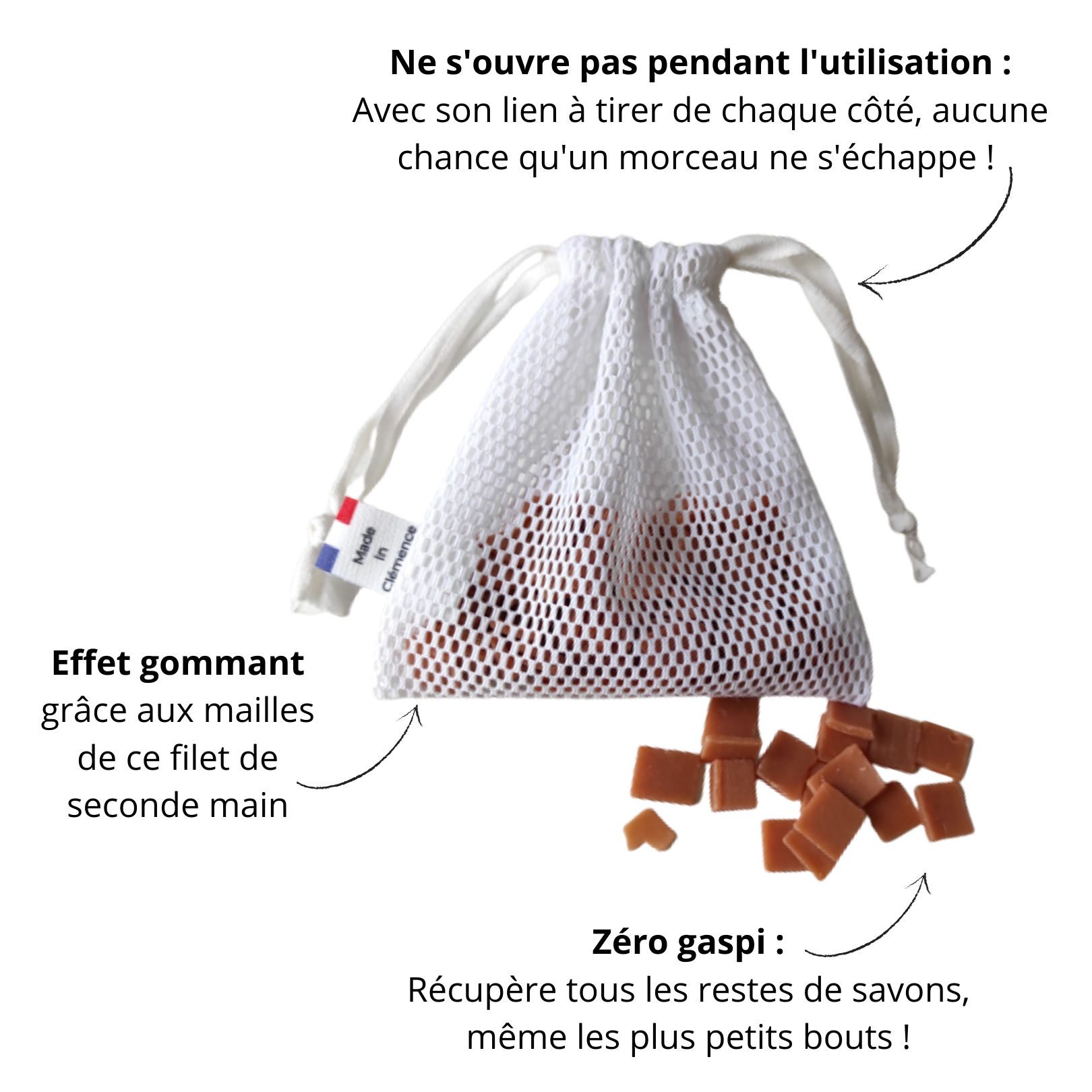 Made In Clemence – Engroshandel Sæbepose – Sæbesparer - Sæbe net (Simon)1