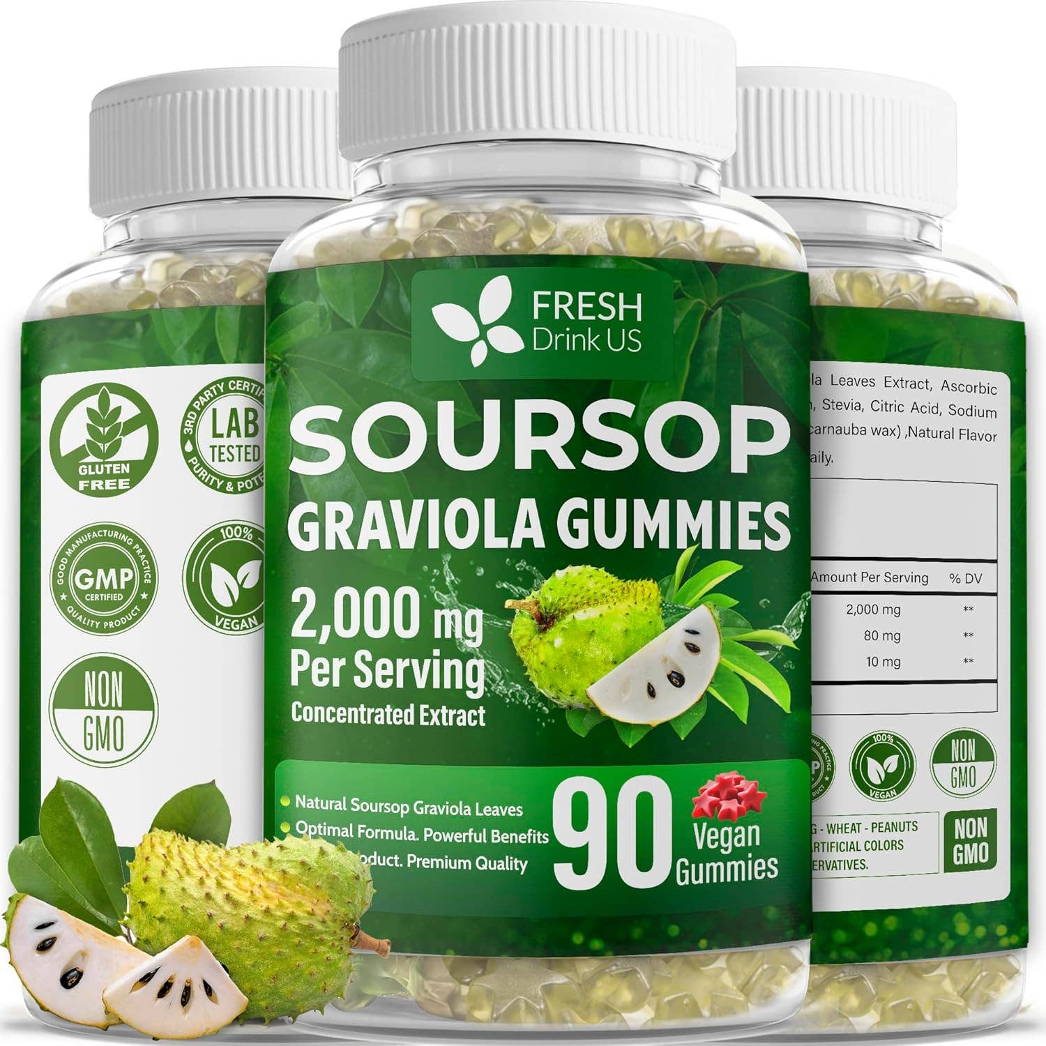 Naomi's Happy Place Shop – wholesale Oral supplement/vitamin – Premium 90 Soursop Graviola Gummies0