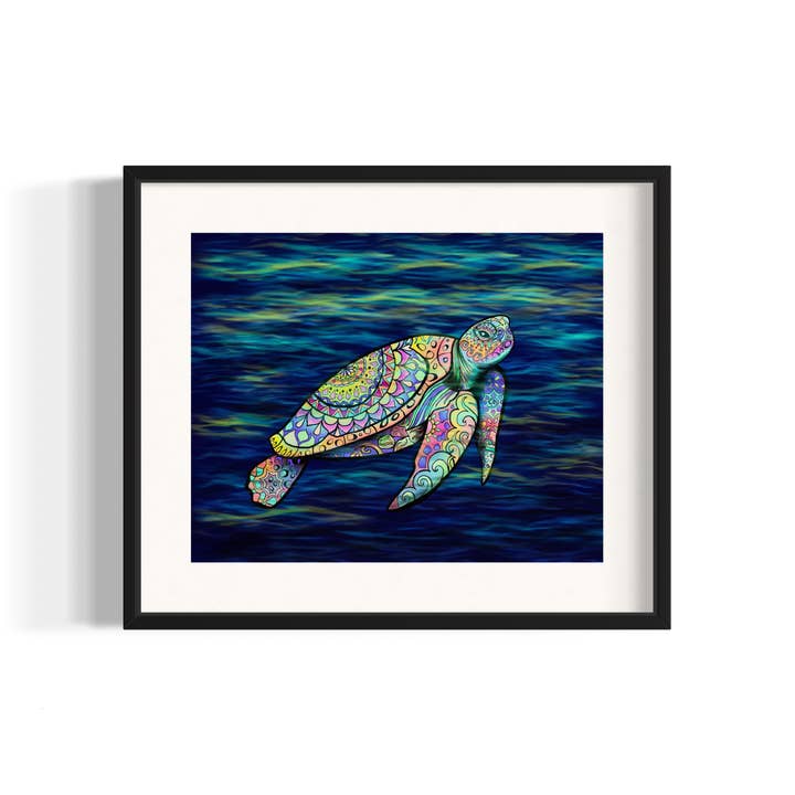 Sea Turtle in Water Coastal Ocean Art Print for wholesale by The Vela Ranch