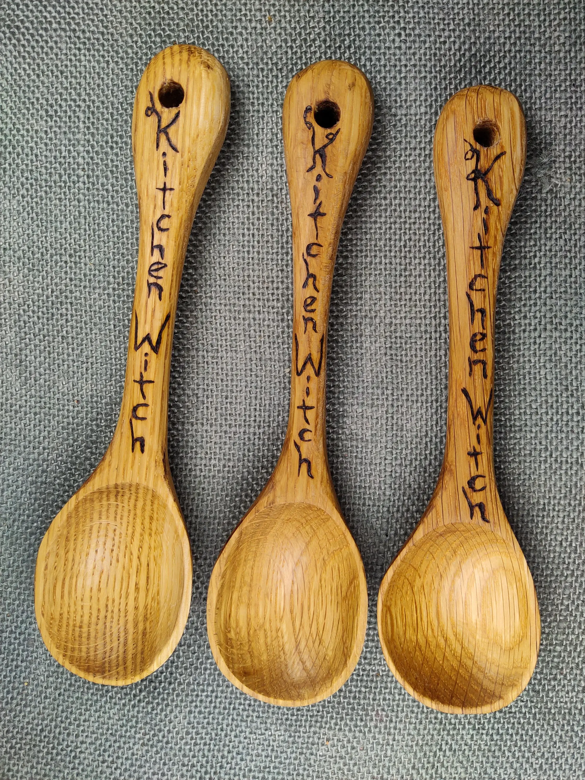 Chaos Woods - Wholesale Kitchen Spoon - Wood Spoon "Kitchen Witch" or customizable - Hand carved Oak5