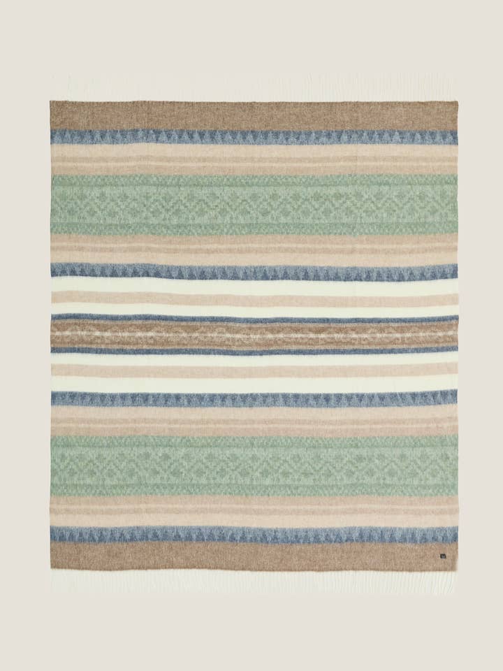 Alpaca Wool Throw Green Stripes for wholesale by Naming This Later