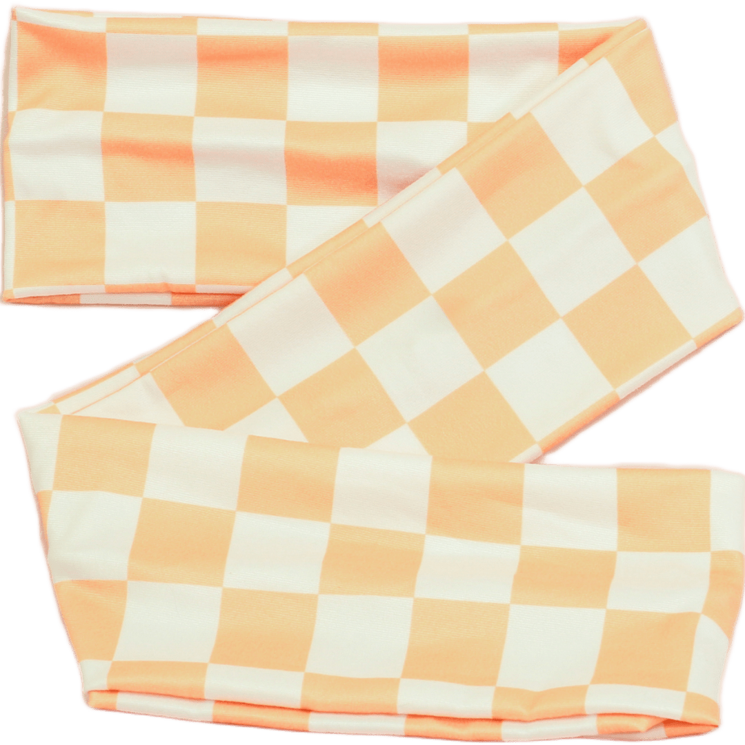 The Sassy Olive Handmade Headbands - Wholesale Fashion Headband - Women's - Peach Fuzz Checker Wrap Headband1