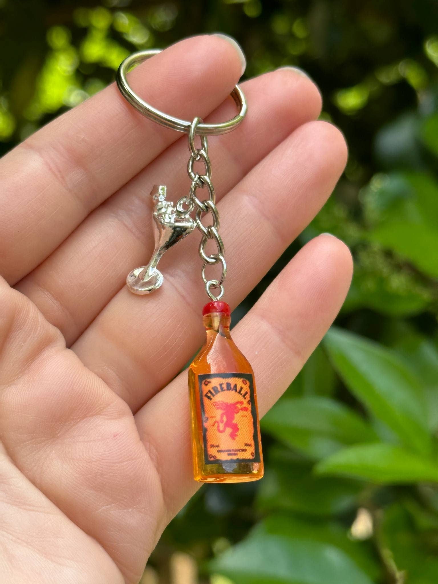 Arcfo Jewelry - Wholesale Keychain - Unisex - Fireball Bottle Keychain with Silver Cocktail Charms 3