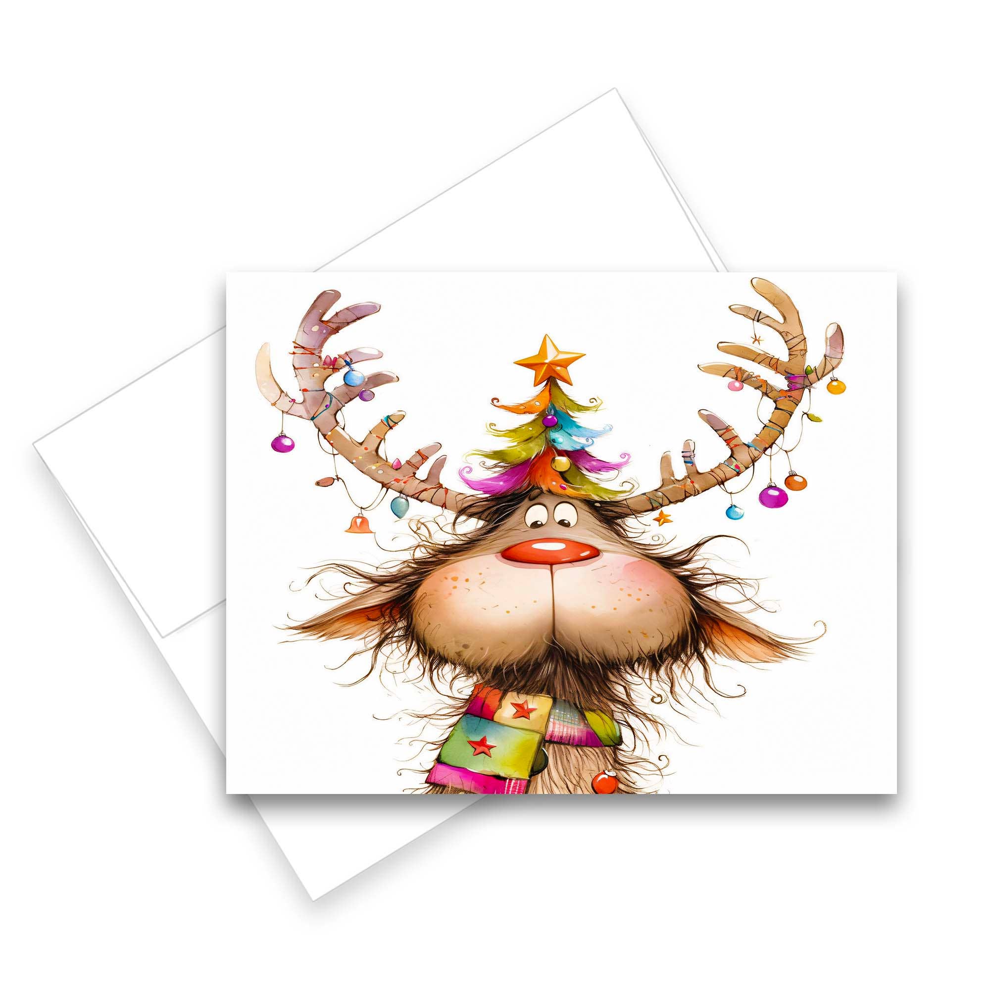 Aria Rae - Wholesale Christmas Card - Assorted Christmas Funny Reindeer Note Cards, Set of 64