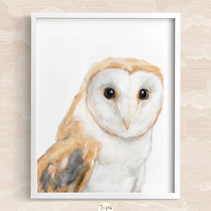 Woodland Animal Art Print | Boho Kønsneutral Ugle for engroshandel hos Triple Studio