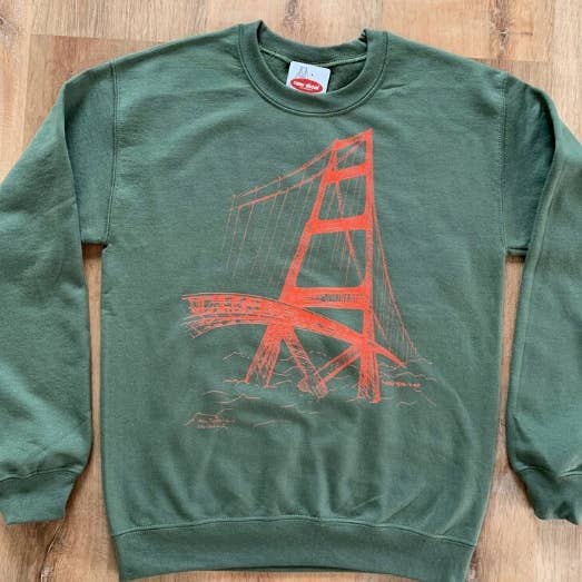 Men's/Unisex Olive GGB Sketch Crewneck Sweatshirt for wholesale by New Skool