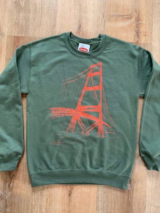 Sudadera de cuello redondo para hombre/unisex en color oliva GGB Sketch para venta al por mayor de New Skool