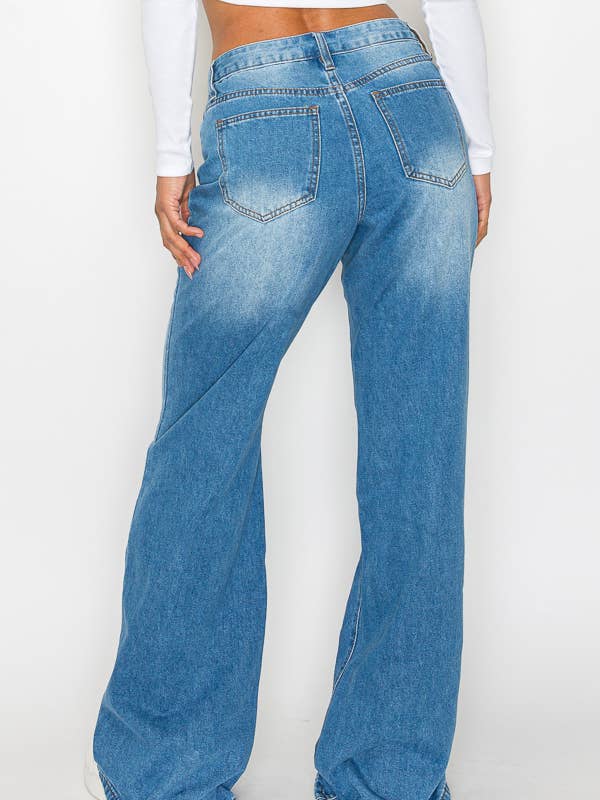 Machine Jeans - Wholesale Jeans - Women's - Vivian Button Wide-Leg Jeans5