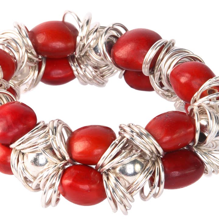 Pulseira elástica Good Luck com Frisas Vermelha por atacado de Evelyn Brooks