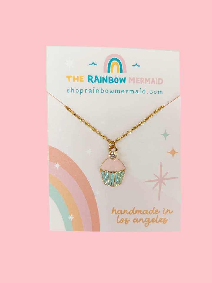 Kids Cupcake Charm Necklace for wholesale by The Rainbow Mermaid