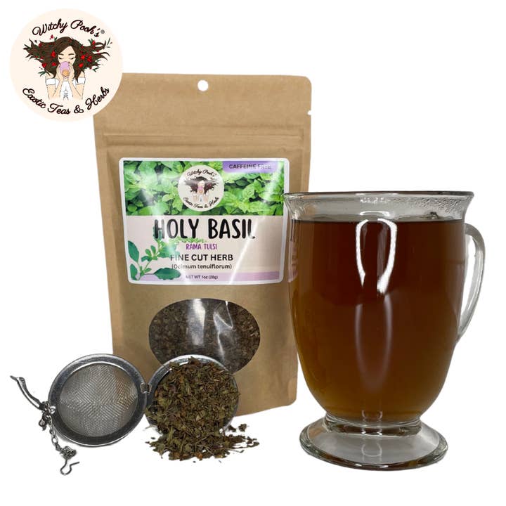 Witchy Pooh's Exotic Teas & Herbs - Venta al por mayor Tés a granel - Té de Albahaca Sagrada de Witchy Pooh - Rama Tulsi, Hoja Suelta13