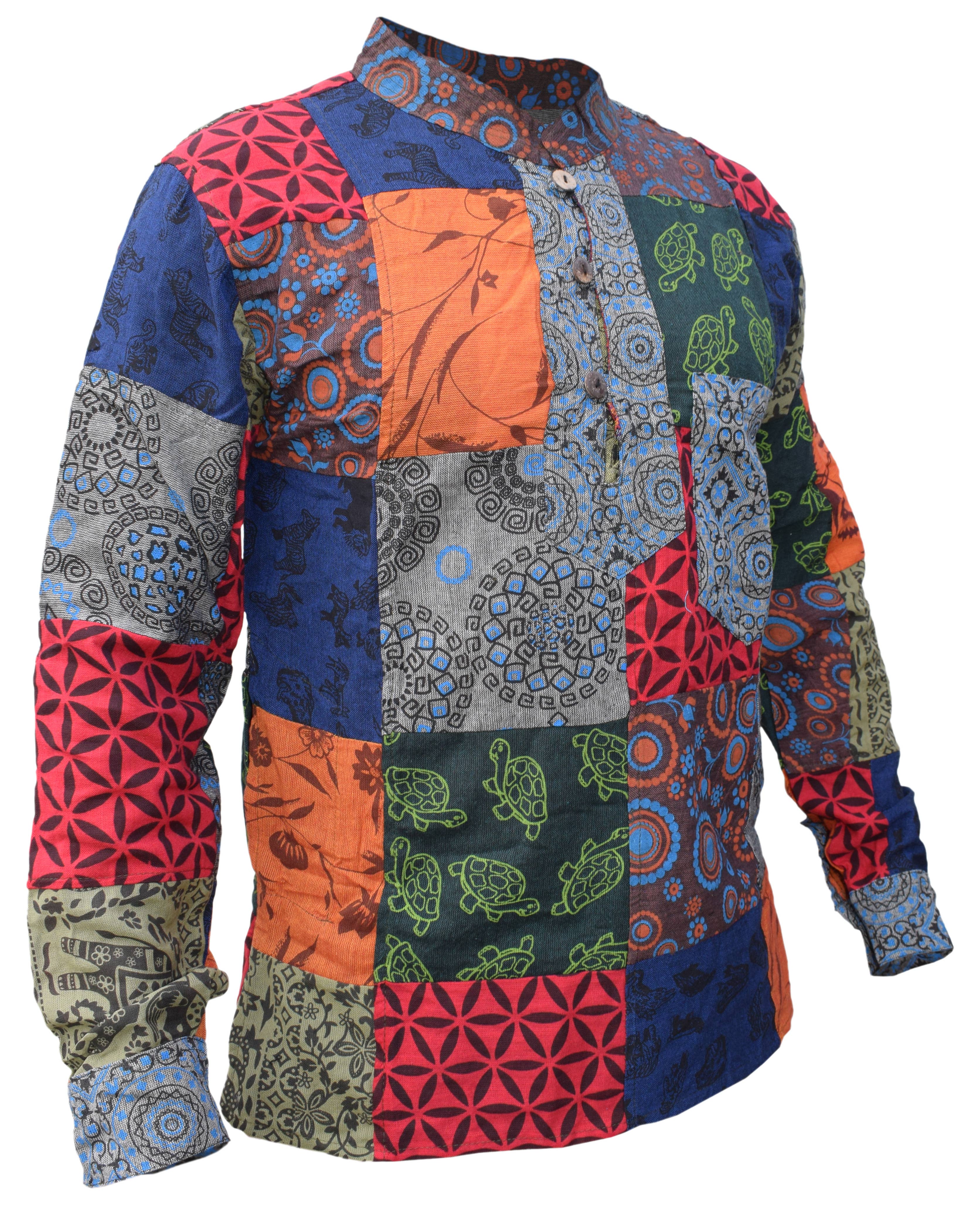 Gheri – wholesale Buttoned-down shirt – Men's – Animal Patchwork Festival Grandad Collar Shirt 1