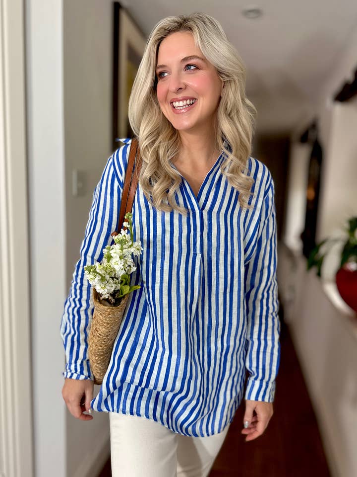 Rosehip Design - Wholesale Tunic - Women's - Julia Shirt - Marine Stripe