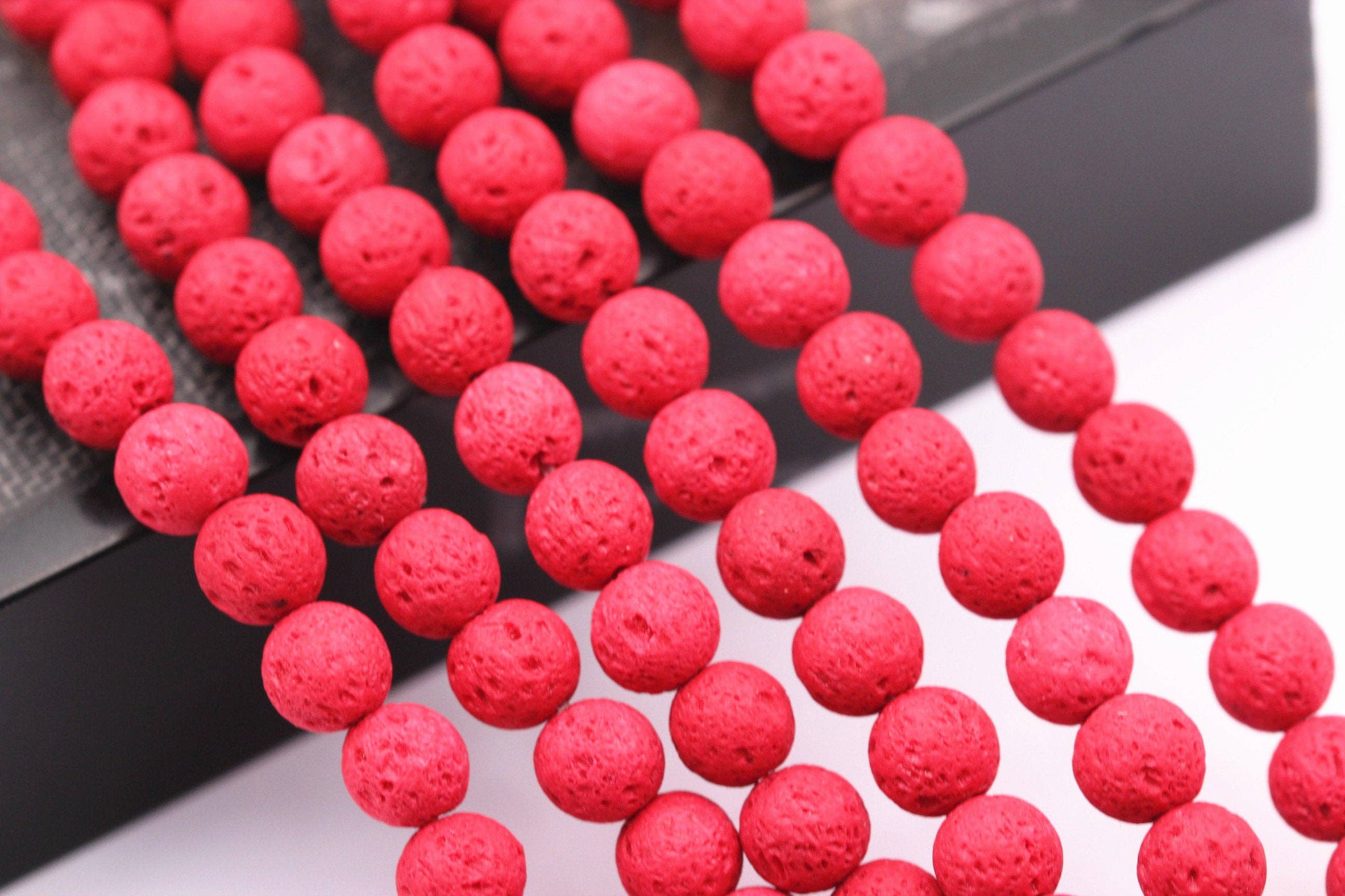 CRCBEADS - Wholesale Beads - Bright Red Lava Rock Stone Beads 6mm 8mm 10mm 15.5" Strand2