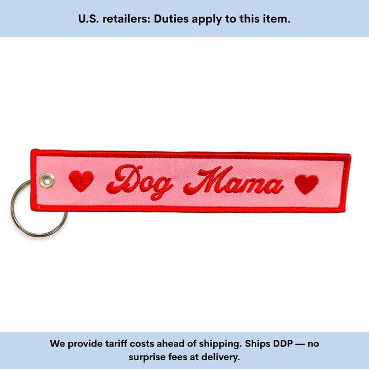 Dog Mama Embroidered Keychain for wholesale by Lucky Goods Paper