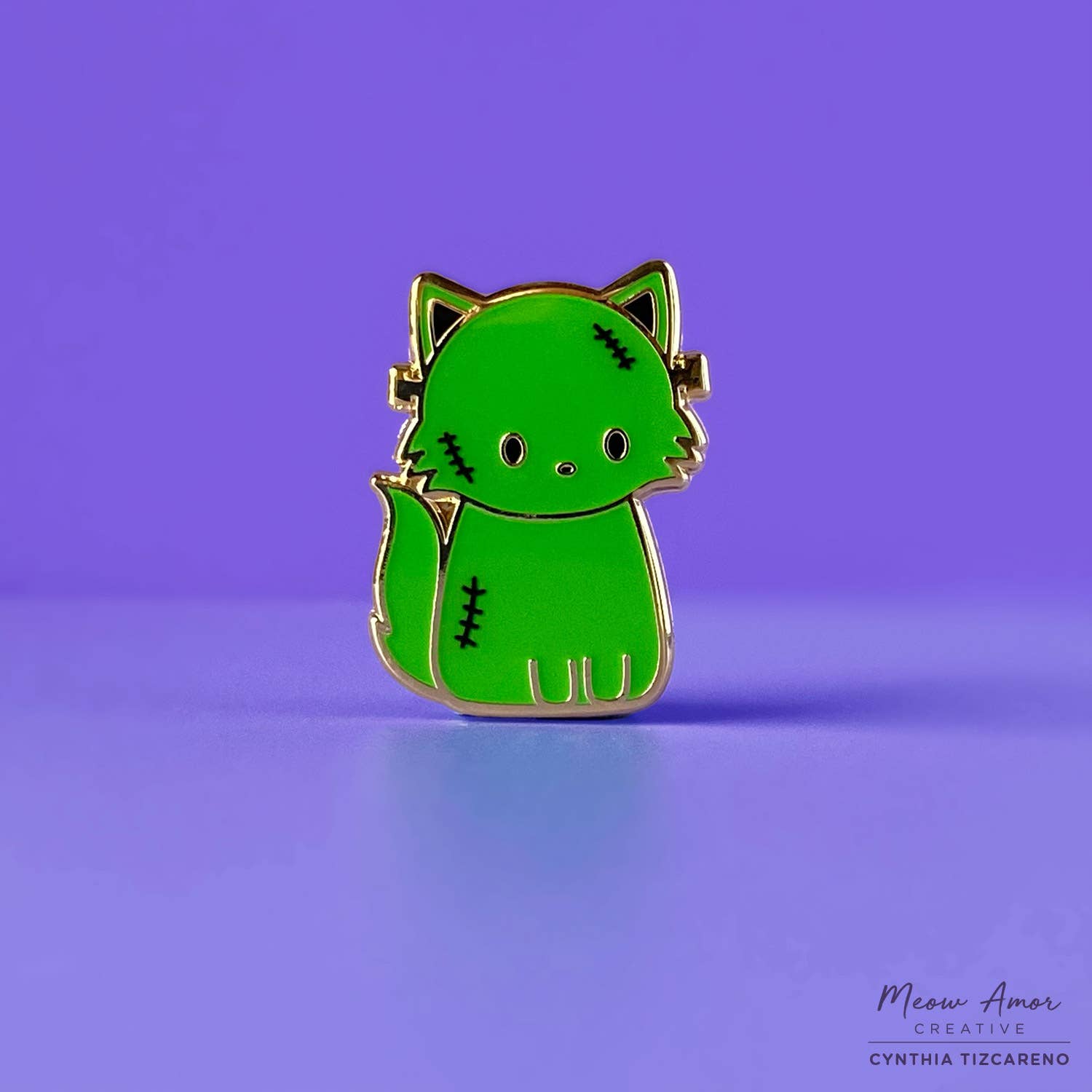 Meow Amor Creative - Wholesale Lapel Pin/Button - Frankenstein Kitty Enamel Pin1