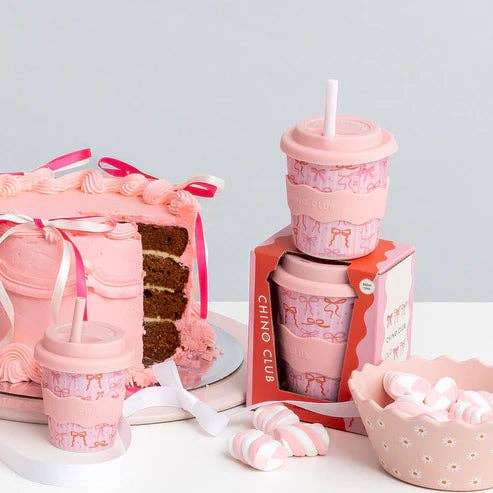 Chino Club UK – wholesale Drinking glass/cup – Kids & Baby – Bows Babychino Cup 4oz (Straws Sold Separately)1