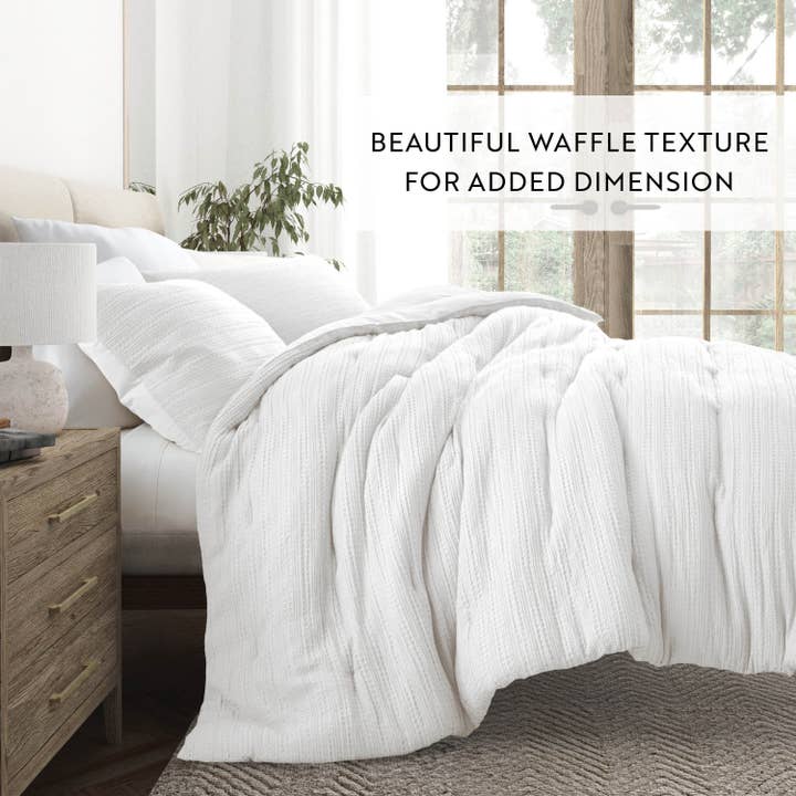 ienjoy Home - Wholesale Bedding Set - Waffle Textured 3 Piece Down Alternative Comforter Set2