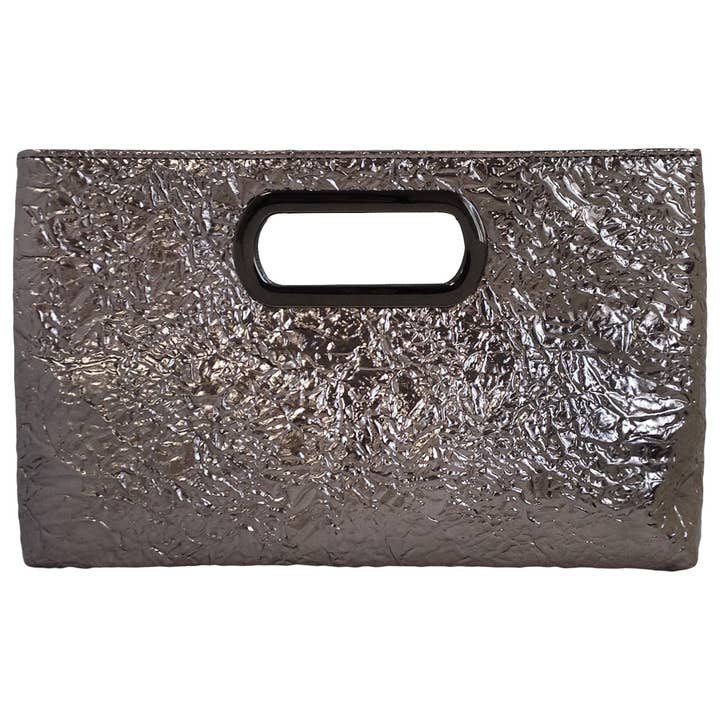 JNBFASHION.COM - Wholesale Clutch Bag - Women's - Crushed Metallic Top Handle Clutch