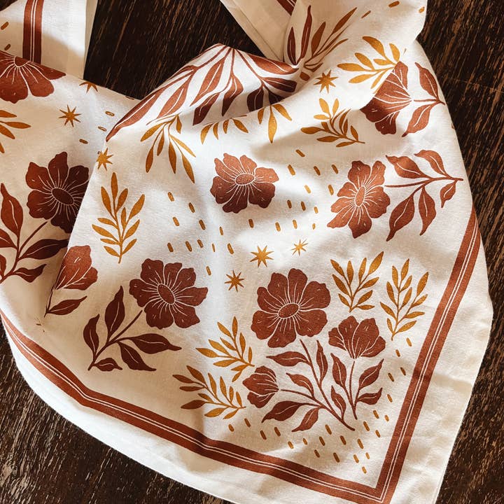 Flora West Design - Venta al por mayor Bandana - Mujer - Pañuelo de algodón orgánico con diseño floral del desierto3