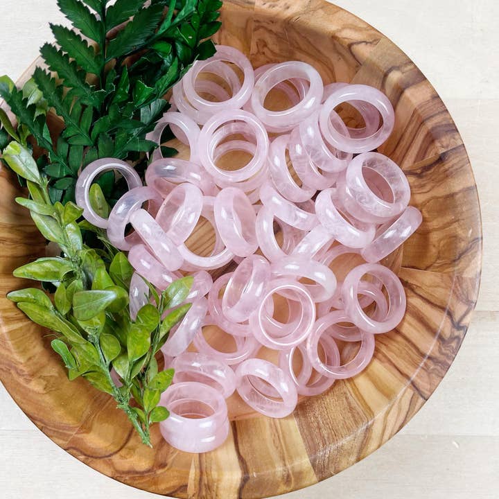Rose Quartz 6mm Thin Band Ring for wholesale by Ewelina Pas Jewelry