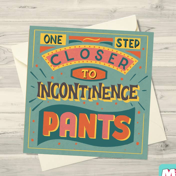 Incontinence Pants Greeting Card for wholesale by Maktus