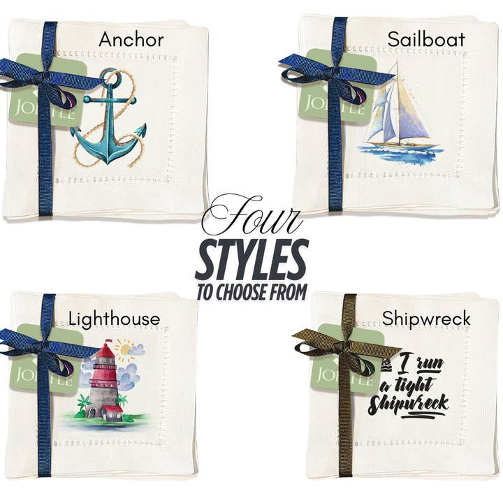 Jolitee - Wholesale Dinner & Cloth Napkin - Hemstitch Napkins - Nautical, Four Styles to Choose From11