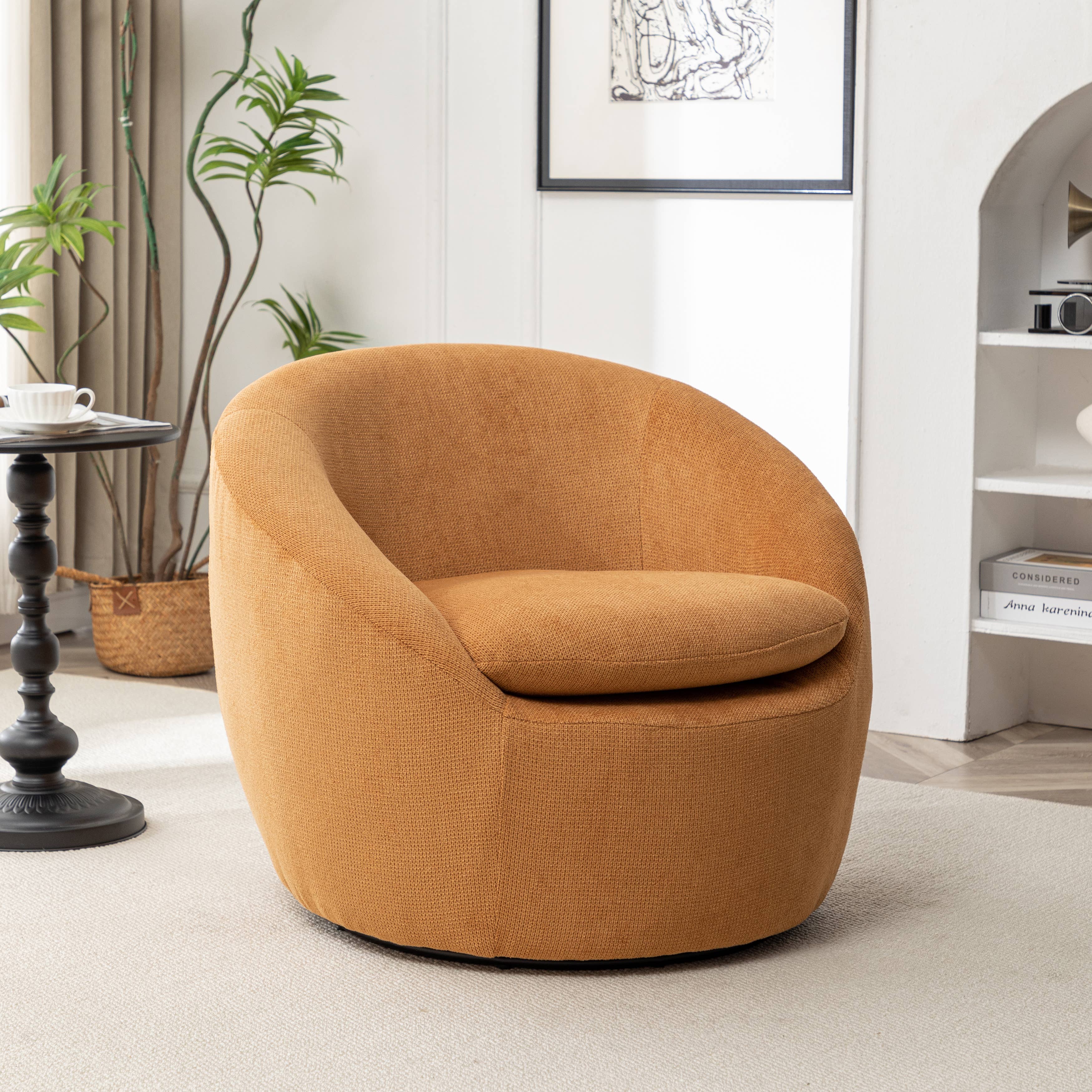 HOMYCASA DESIGN INC - Vente Chaises - Fauteuil tonneau pivotant à 360° en tissu bouclé Winnie Modern Teddy21