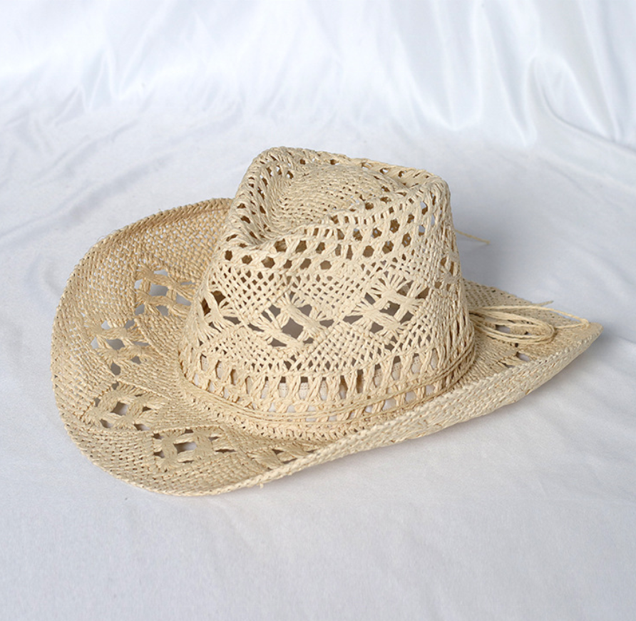Syrrios Gifts LLC - Wholesale Straw Hat - Women's - Western Cowboy Cowgirl Straw Hat Sun Summer Beach Party1