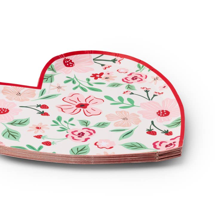 Bonjour Fête - Wholesale Disposable Plate - PINK & RED FLORAL HEART PLATES1