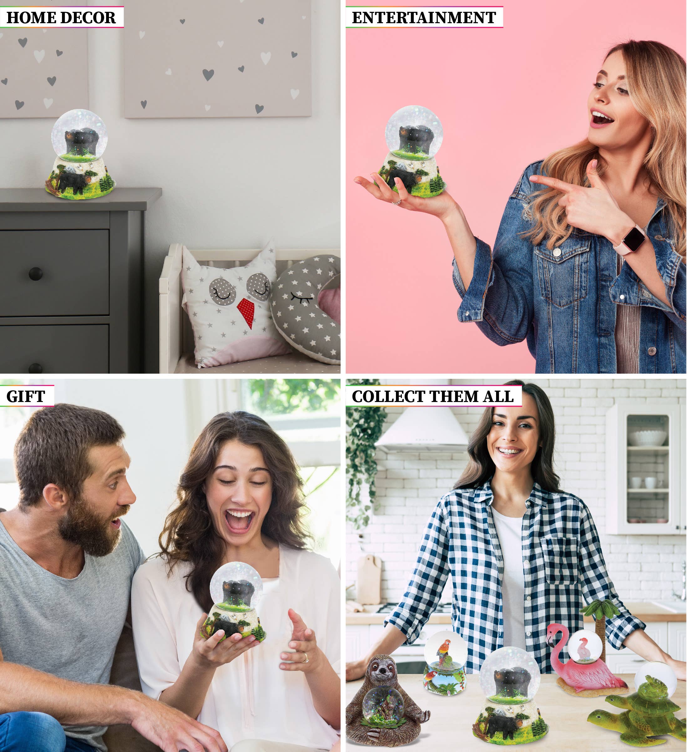 Cota Global - Wholesale Snow Globe - Stone Snow Globe - Black Bear2