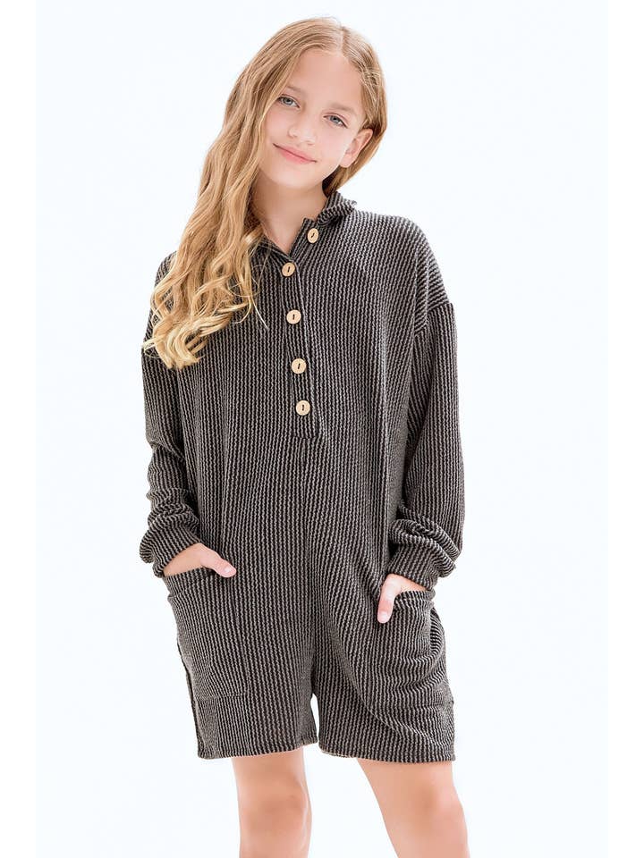 Good Girl - Wholesale Romper - Kids - Embossed Rib Collared Button Up Romper18