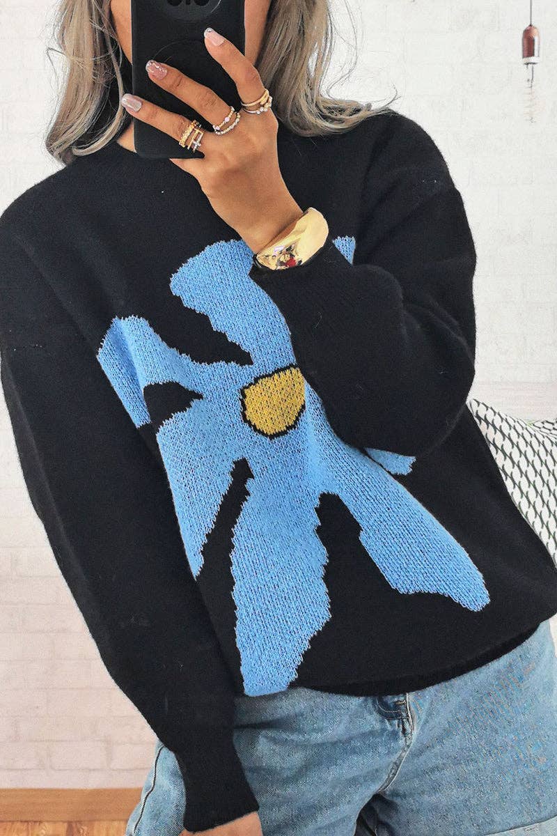 Mccolin - Vente Pull en maille – femme - Pull à Motifs Floraux Audacieux3