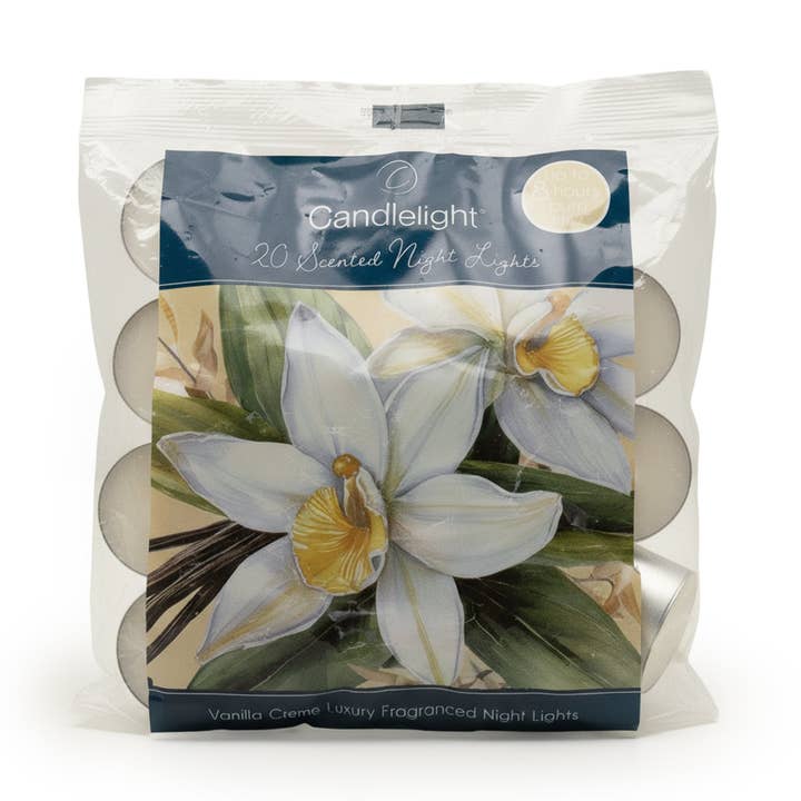 20 scented night lights - Vanilla Crème 26pk for wholesale by Candlelight Products Ltd
