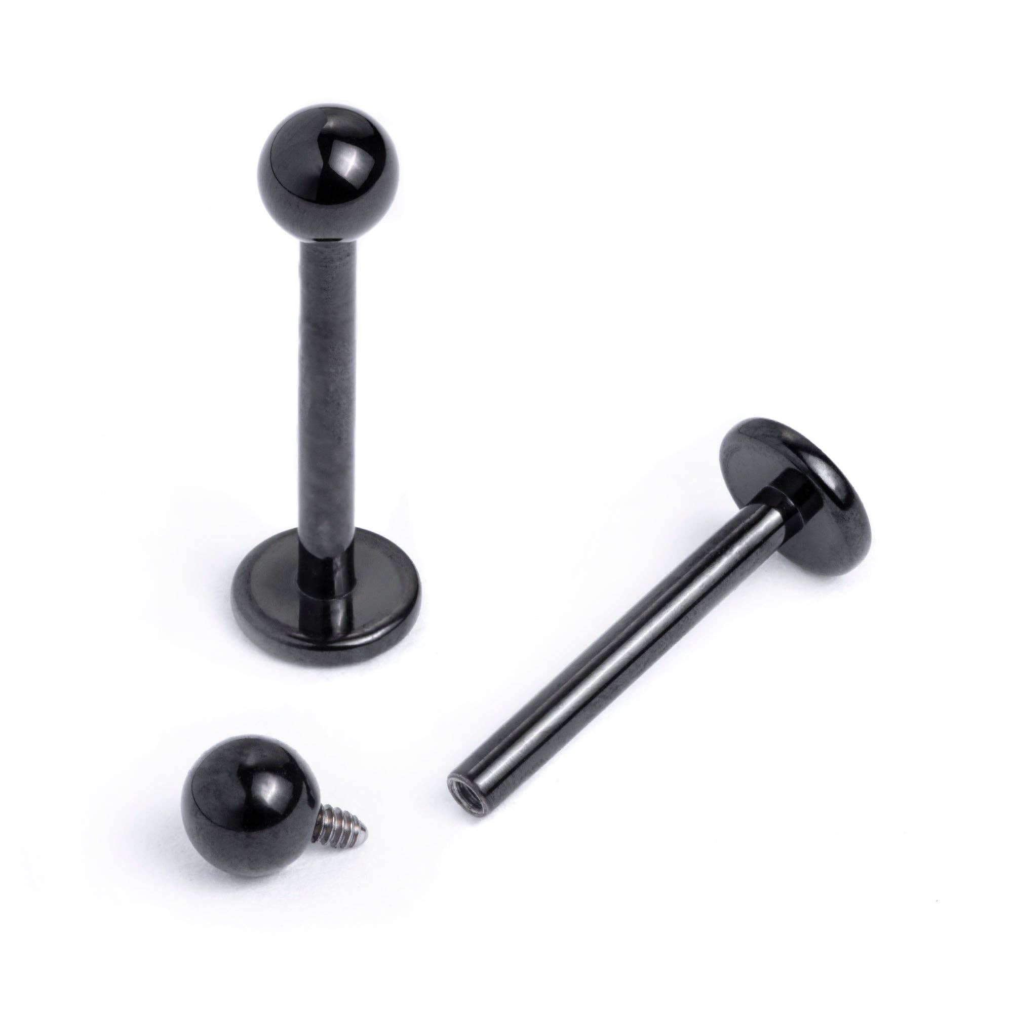 Custom Plugs - Wholesale Jewelry - Men's - Titanium Internally Threaded Labret Stud 1.2mm Gauge in Black0