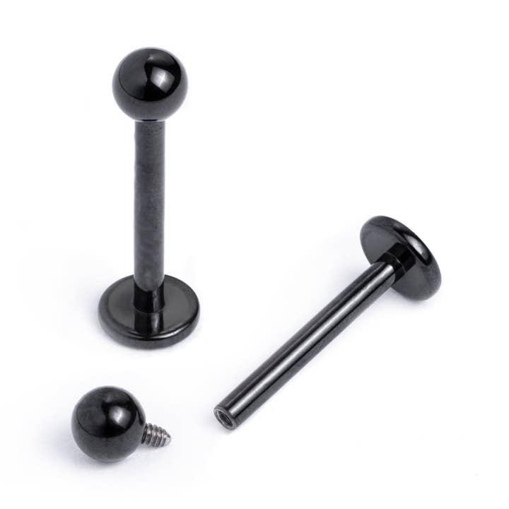 Custom Plugs - Wholesale Jewelry - Men's - Titanium Internally Threaded Labret Stud 1.2mm Gauge in Black0
