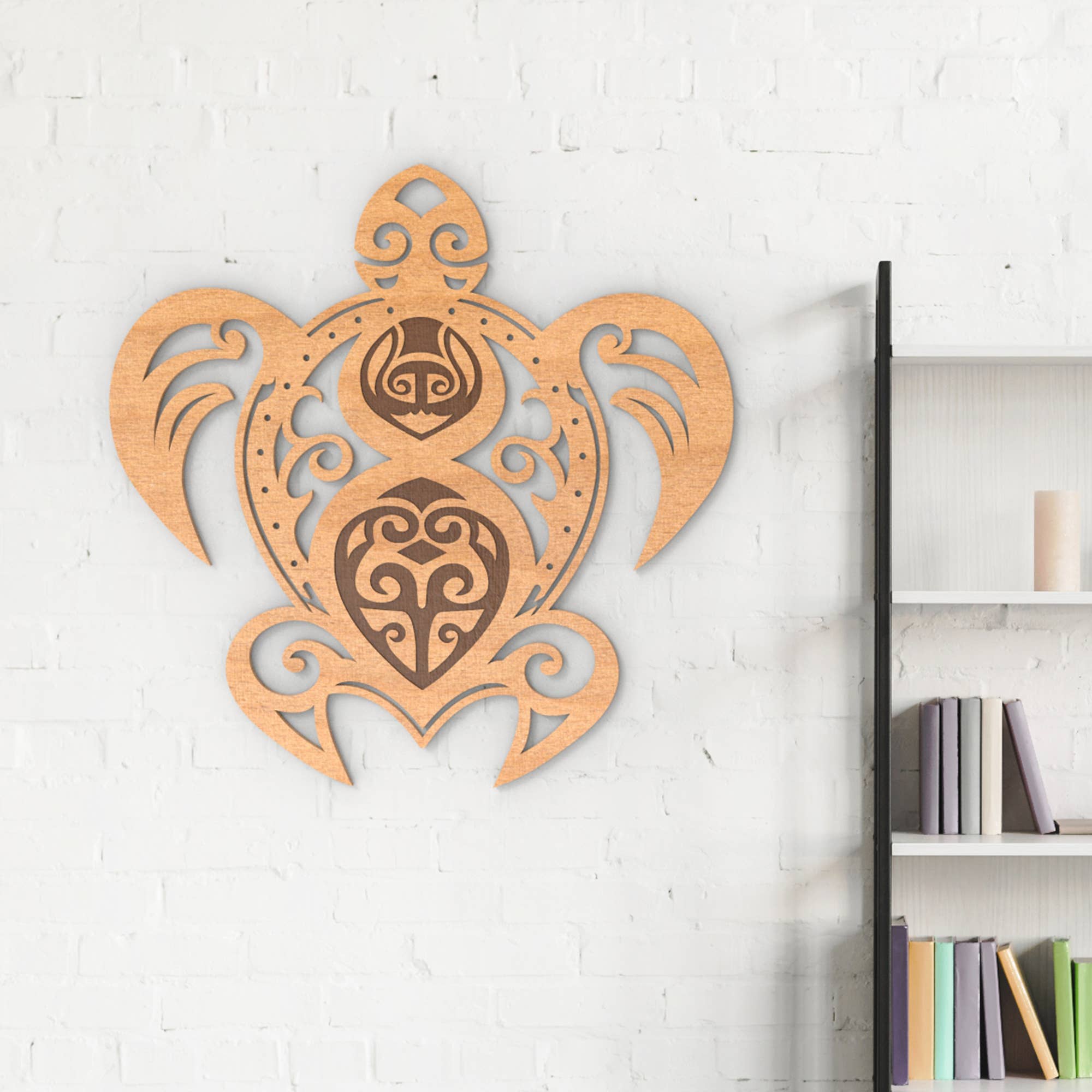 PeroWorx Designs - Wholesale Wall Accent - Tribal Turtle Wood Wall Art, Animal Wall Décor, Home Decor3