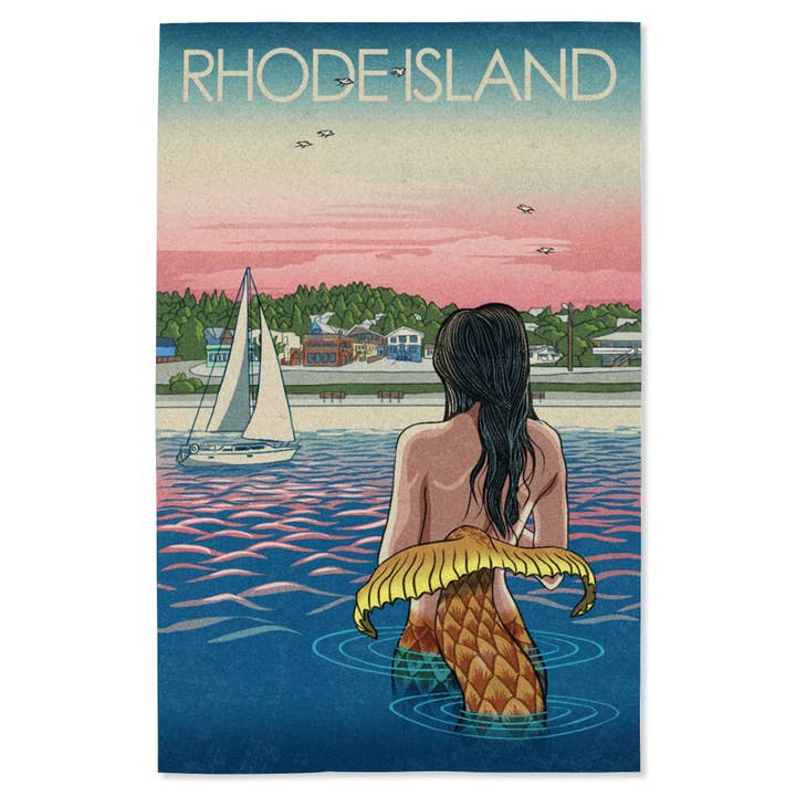 GICLEE PRINT Rhode Island, Mermaid & Beach for wholesale by Lantern Press